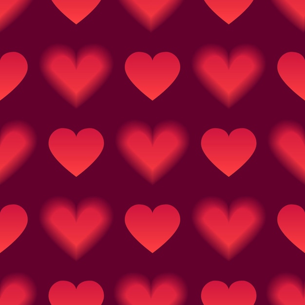 Seamless pattern with red hearts