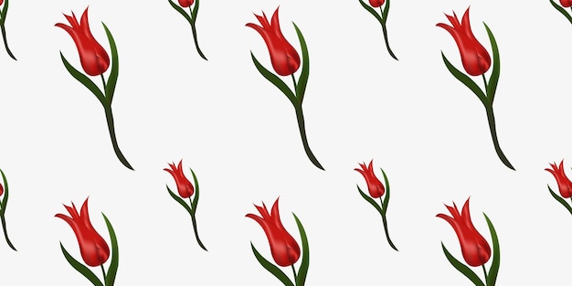 Seamless pattern with red tulips.