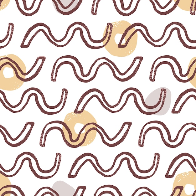 Seamless pattern with repeating abstract print Endless texture with waves elements in doodle style Modern scribble background design with line curves Flat vector illustration for wrapping fabric