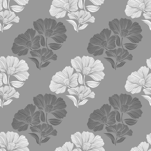 Seamless pattern with retro flowers vintage floral background