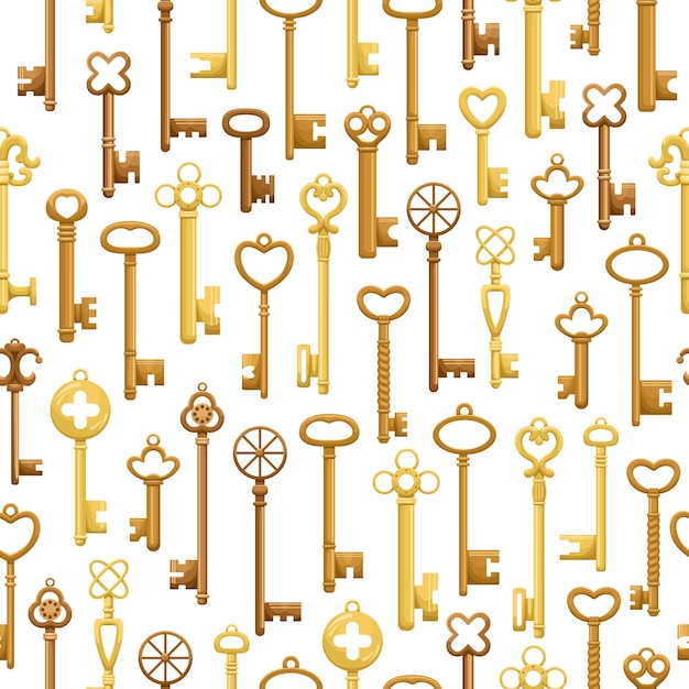 seamless pattern with retro keys.