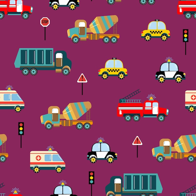 Seamless pattern with road cars