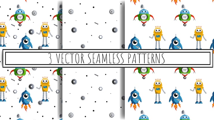 Vector seamless pattern with robots pattern with robots robot pattern vector robots illustration
