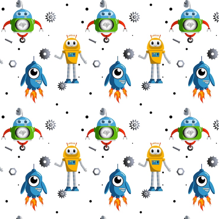 Vector seamless pattern with robots pattern with robots robot pattern vector robots