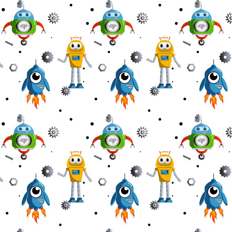 Vector seamless pattern with robots pattern with robots robot pattern vector robots