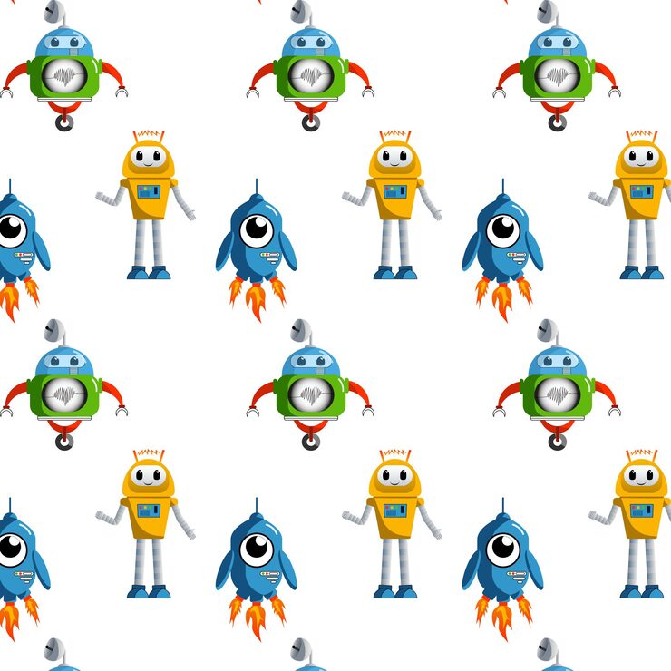 Vector seamless pattern with robots pattern with robots robot pattern vector robots