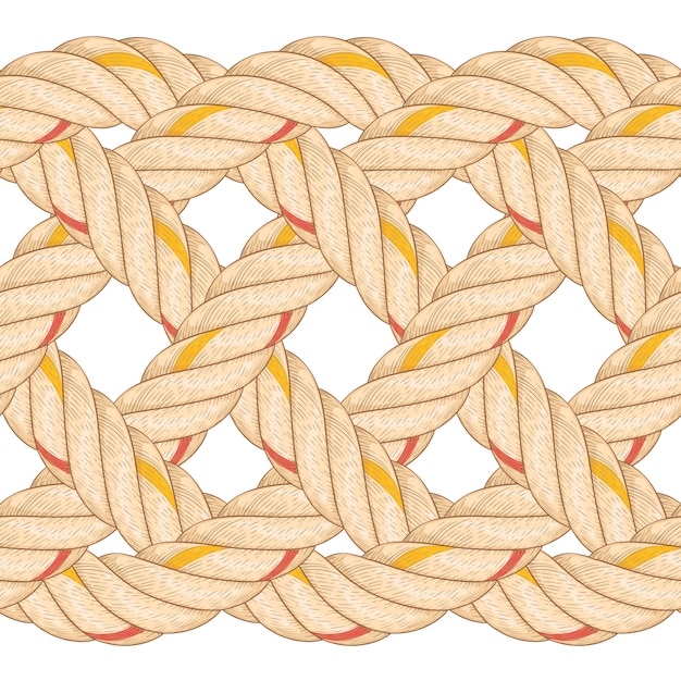Vector seamless pattern with rope bending.