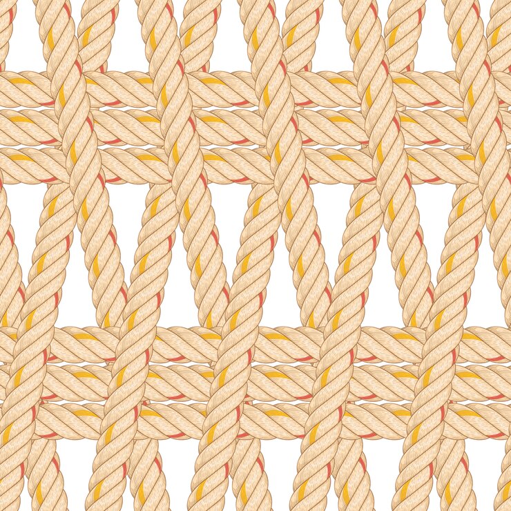 Vector seamless pattern with rope bending.