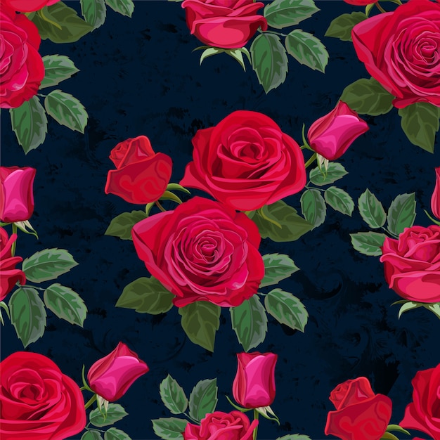 Vector seamless pattern with rose flower vector illustration