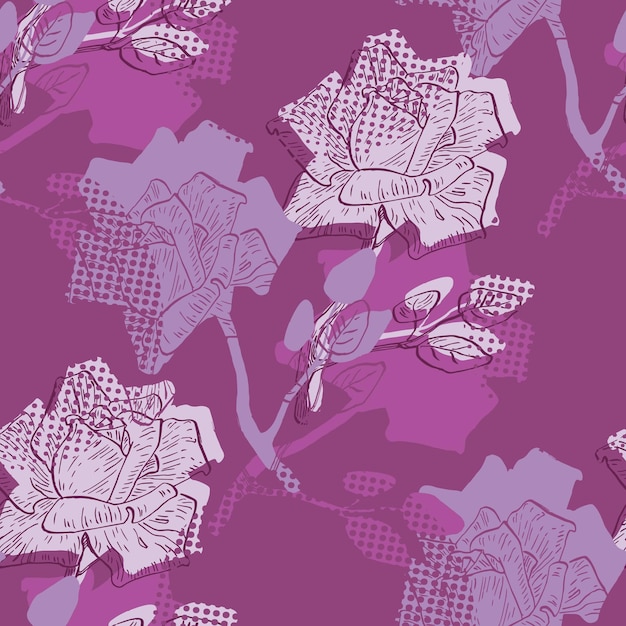 Seamless pattern with rose