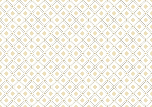 Seamless pattern with rounded diamond grid and golden rounded rhombuses