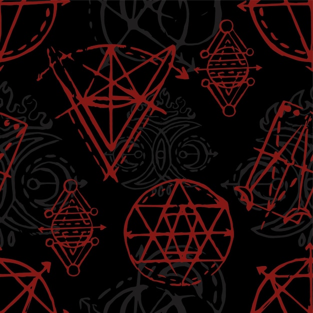 Seamless pattern with sacred geometry elements and shapes