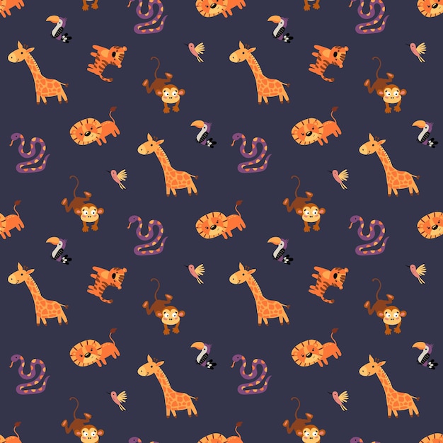 Seamless pattern with safari animals Design for fabric textile wallpaper packaging