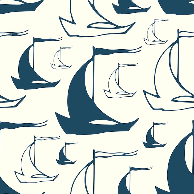 Seamless pattern with sailing boats