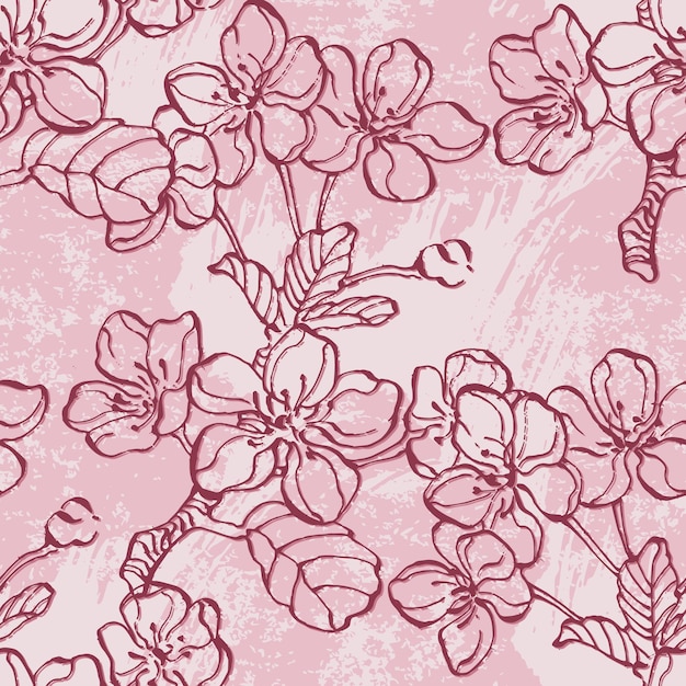 Vector seamless pattern with sakura branches