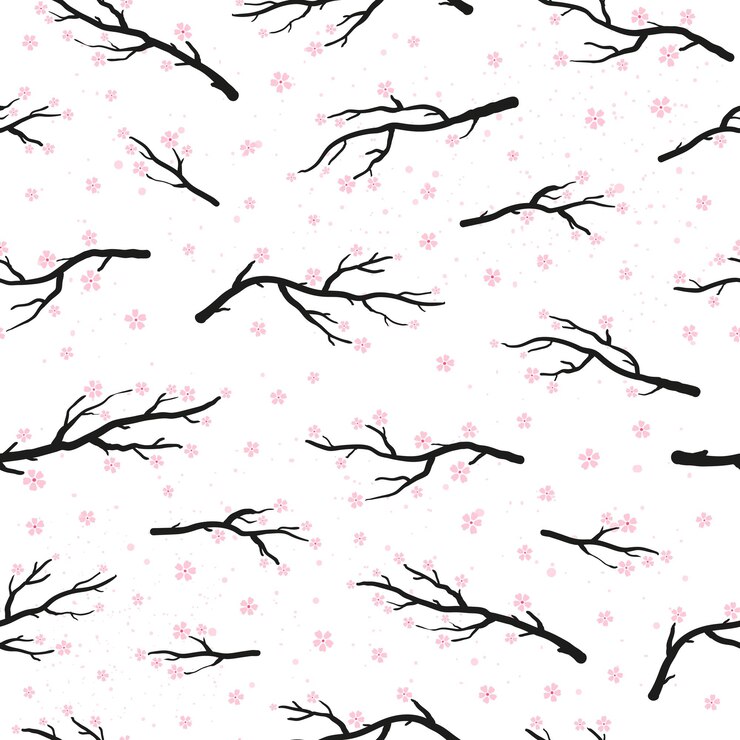 Vector seamless pattern with sakura or cherry blooming branches