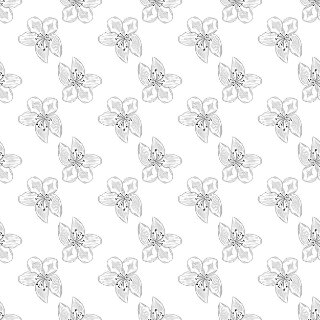 Vector seamless pattern with sakura for printing on clothes fabrics paper packaging textiles