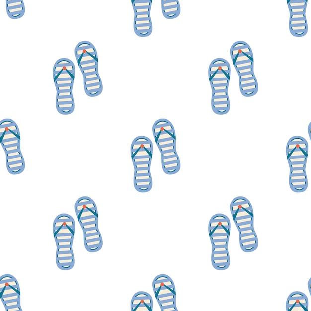 Vector seamless pattern with sandals and flipflops retro summer background