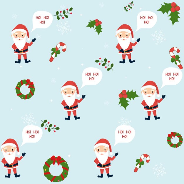 산타 클로스와 크리스마스 요소와 원활한 패턴