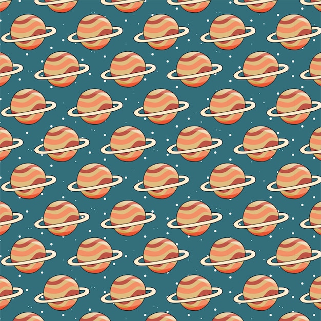 Seamless pattern with Saturn planet