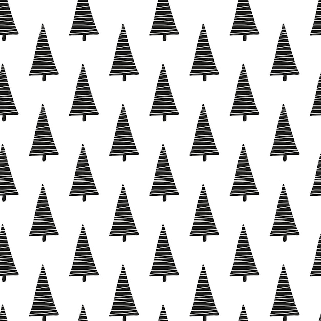 Seamless pattern with Scandinavian fir trees