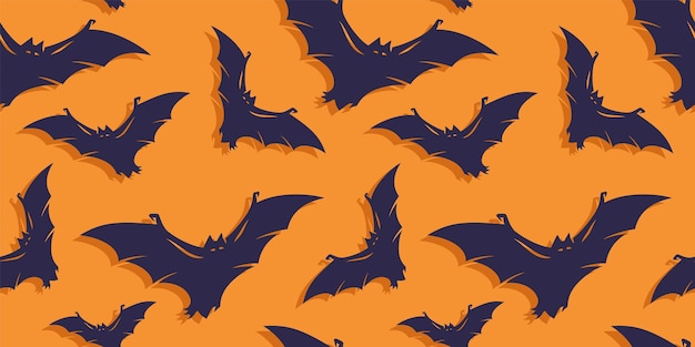 ハロウィーンの休日のデザインのための恐ろしい恐ろしいコウモリとのシームレスなパターン10月のパーティーバナーポスター