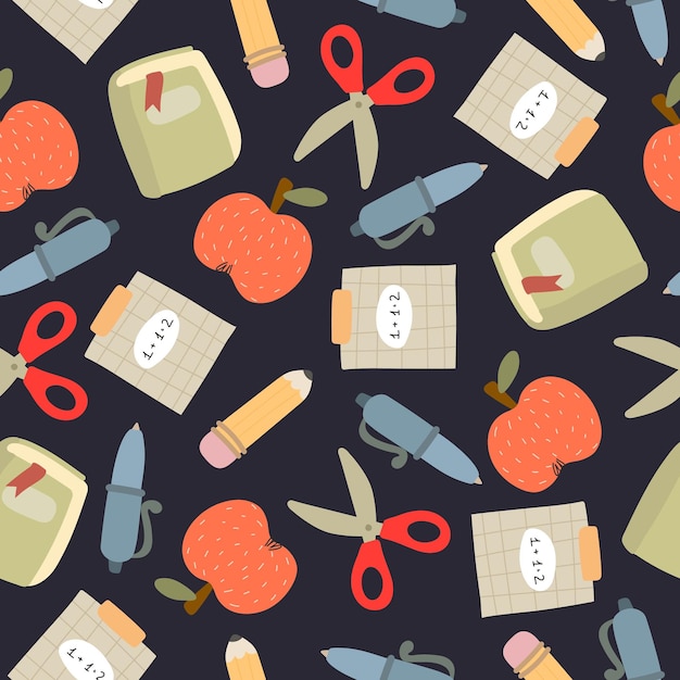 Seamless pattern with school elements