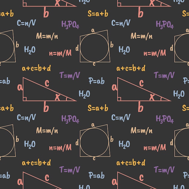 Modello senza cuciture con formule scolastiche. illustrazione vettoriale