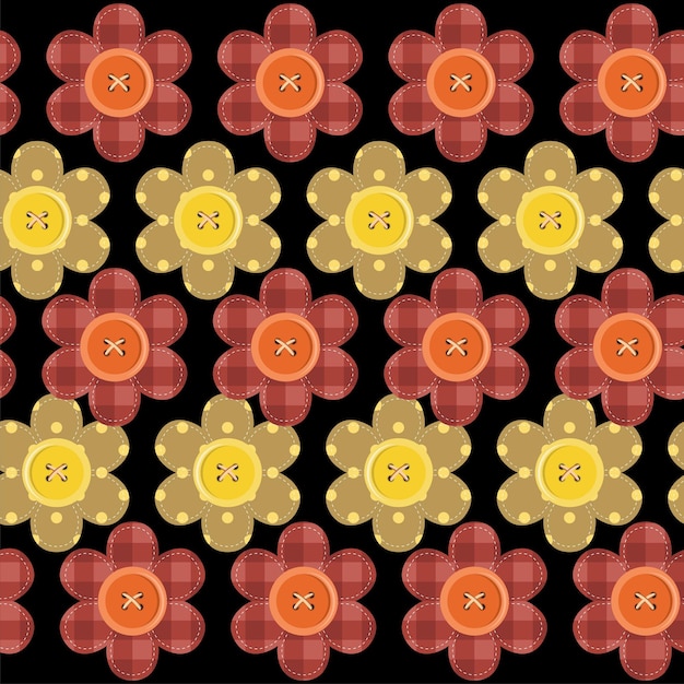 Vector seamless pattern with scrapbook flowers