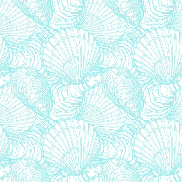 Vector seamless pattern with seashells