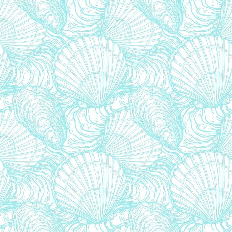 Vector seamless pattern with seashells