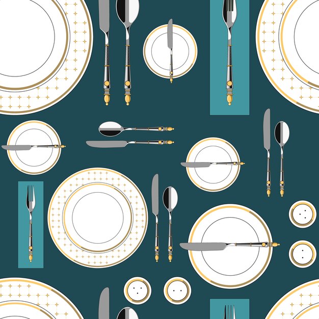 Vector seamless pattern with served table