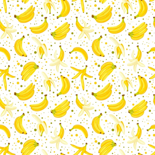 Vector seamless pattern with a set of bananas isolated on a white background