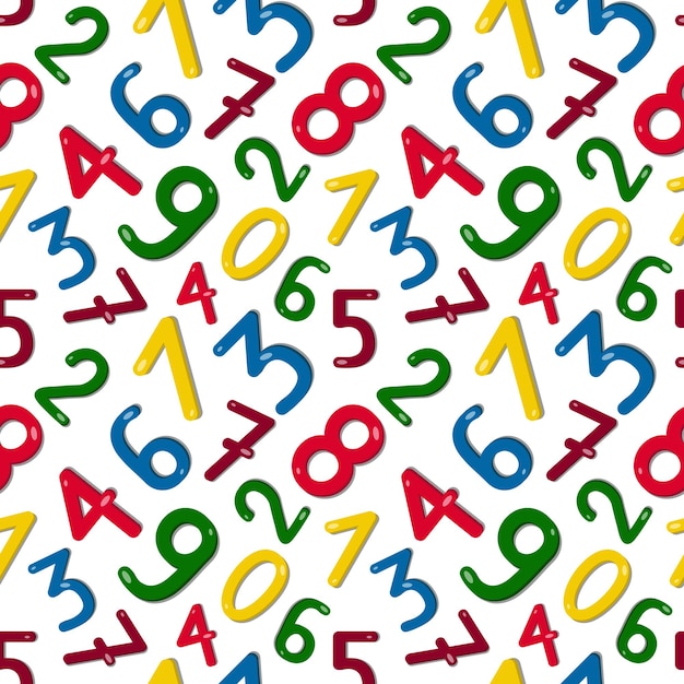 子供のための色付きの数字のセットとのシームレスなパターン明るい色はテキスタイルで使用できます