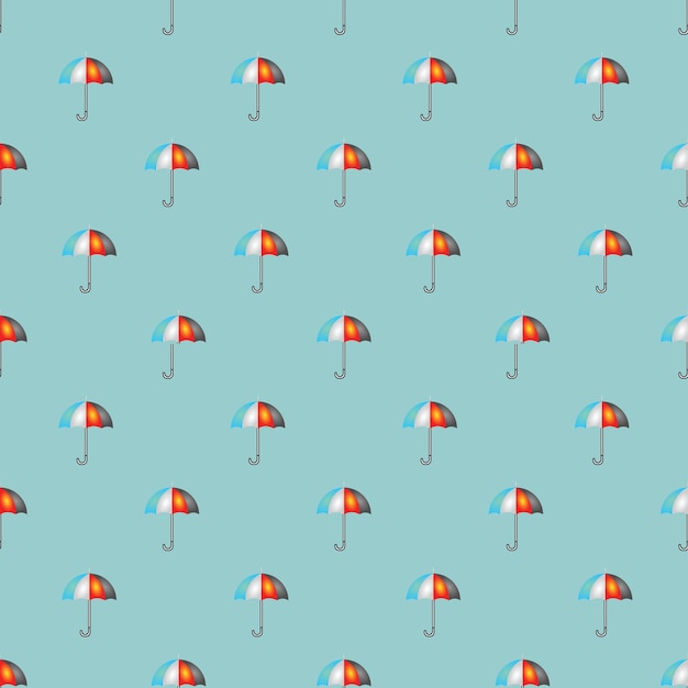 Seamless pattern with a set of textured umbrellas