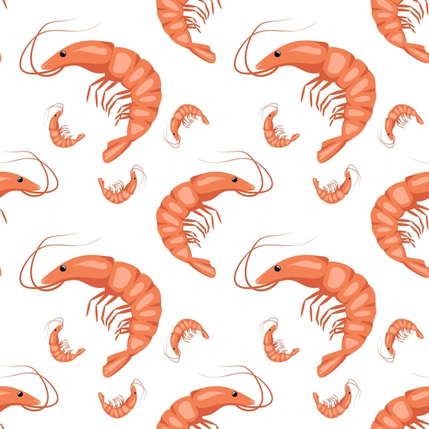 Vector seamless pattern with shrimps or prawns