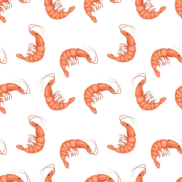 Seamless pattern with shrimps or prawns.