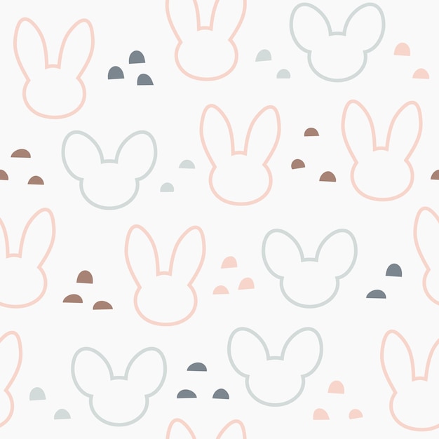 Seamless pattern with silhouette rabbit and mouse. Vector illustration.