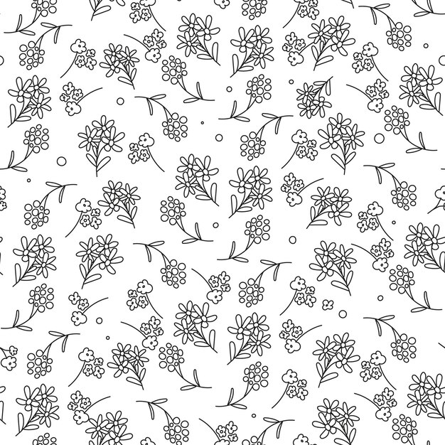 seamless pattern with simple doodle flowers