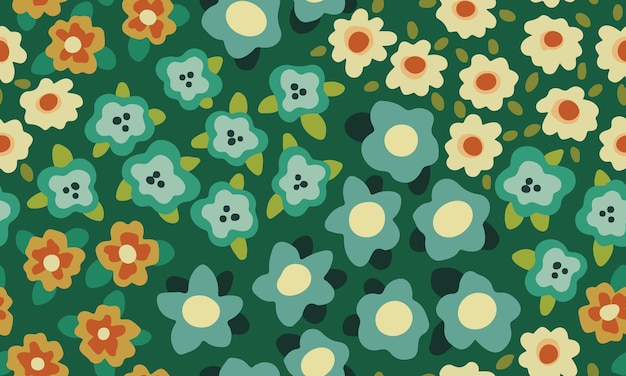 Seamless pattern con un semplice accordo floreale motivo floreale con piccoli fiori e foglie dei cartoni animati bel design per una varietà di rivestimenti illustrazione vettoriale