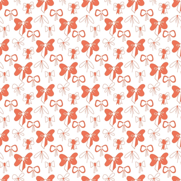 Seamless pattern with six bow on white background Doodle vector color illustration