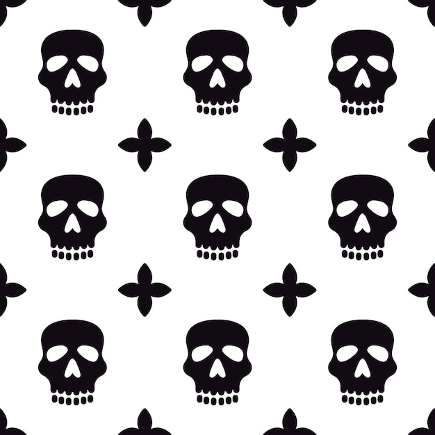 Vector seamless pattern with skulls