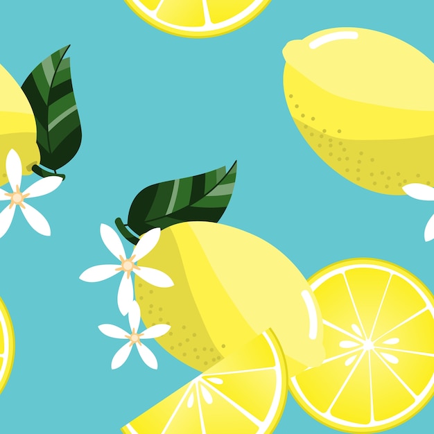 Seamless pattern with sliced lemons