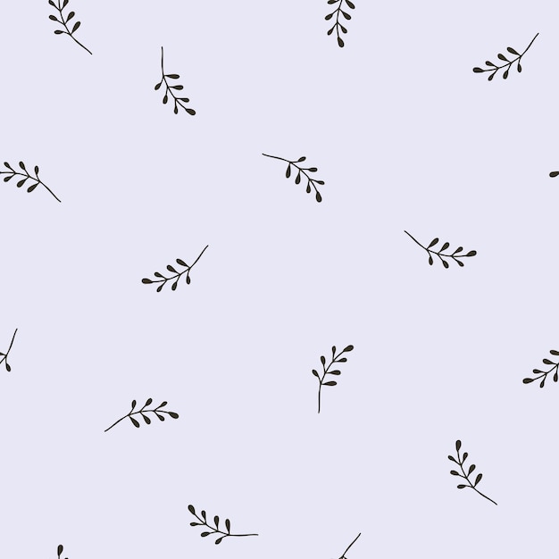 Seamless pattern with small twigs on a blue background in Provence style