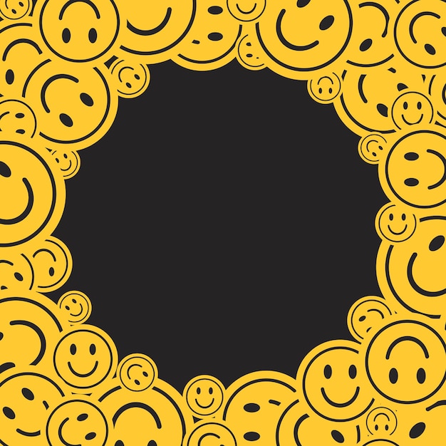 Vector seamless pattern with smile icons happy smile faces seamless pattern in trendy funky y2k style vector illustration