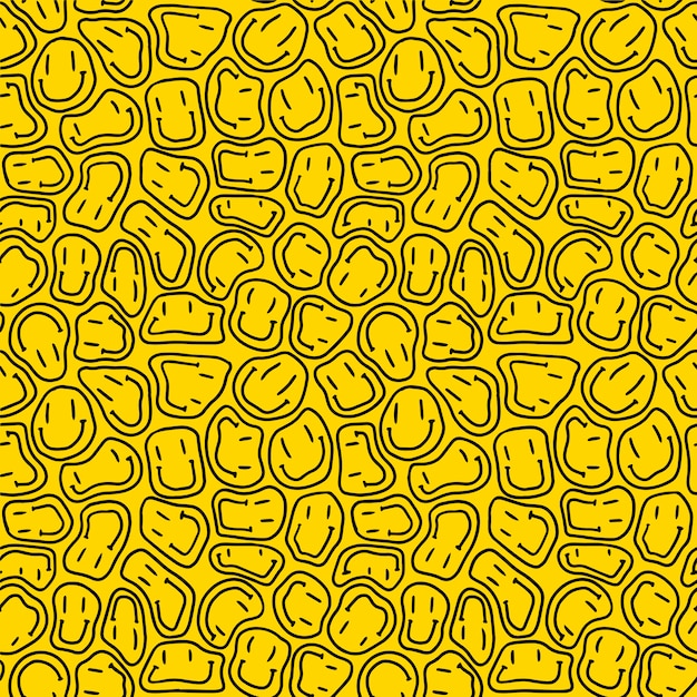 Seamless pattern with smiley face. funny happy faces with smiles for april fools day, halloween.