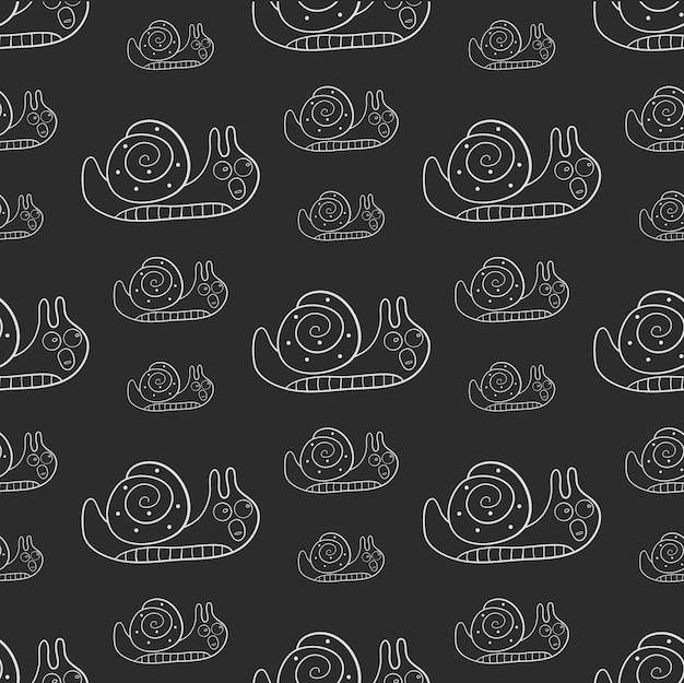 Seamless pattern with a snail Marine background Vector illustration
