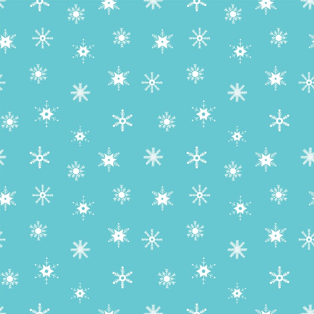 Seamless pattern with snowflakes on blue background. Hand drawn vector illustration