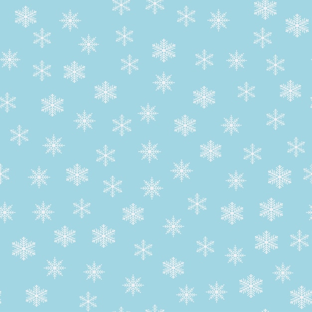 Modello senza cuciture con fiocchi di neve su sfondo blu