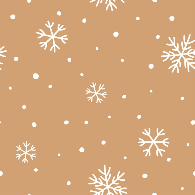Seamless pattern with snowflakes on craft background